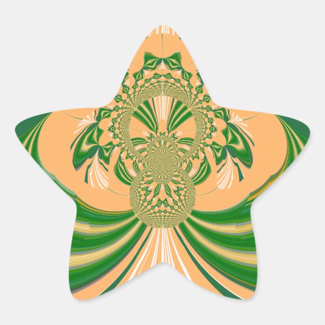 Gelbes grünes Design. Stern-Aufkleber (Vorderseite)