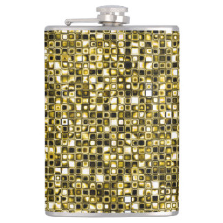 Gelbes Grunge Textured Grid Muster Flachmann