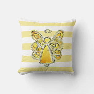 Gelbes Guardian Engel Art Striped Kissen