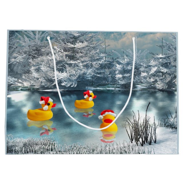Gelbes GummiDuckie Weihnachten Große Geschenktüte (Rückseite)