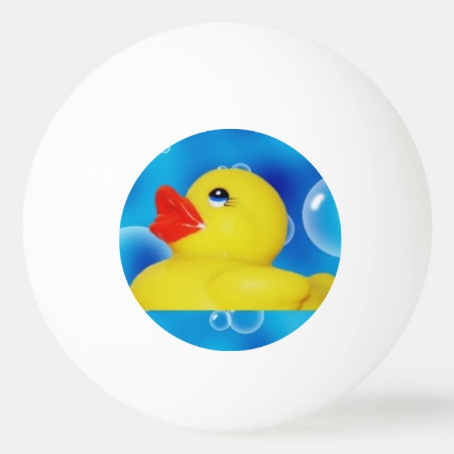Gelbes Gummiducky in den Blasen Tischtennisball (Vorderseite)