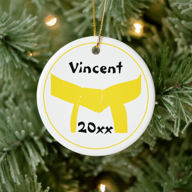 Gelbes Gürtel für Kampfkunst Keramik Ornament (Baum)