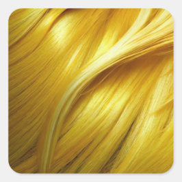 Gelbes Haar-Background-Square-Aufkleber Quadratischer Aufkleber
