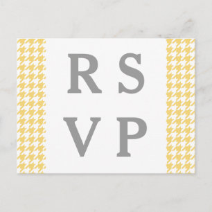 Gelbes Hahnentrittmuster Hochzeit RSVP Postkarte