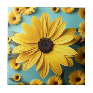 Gelbes Happy Floral Fliese