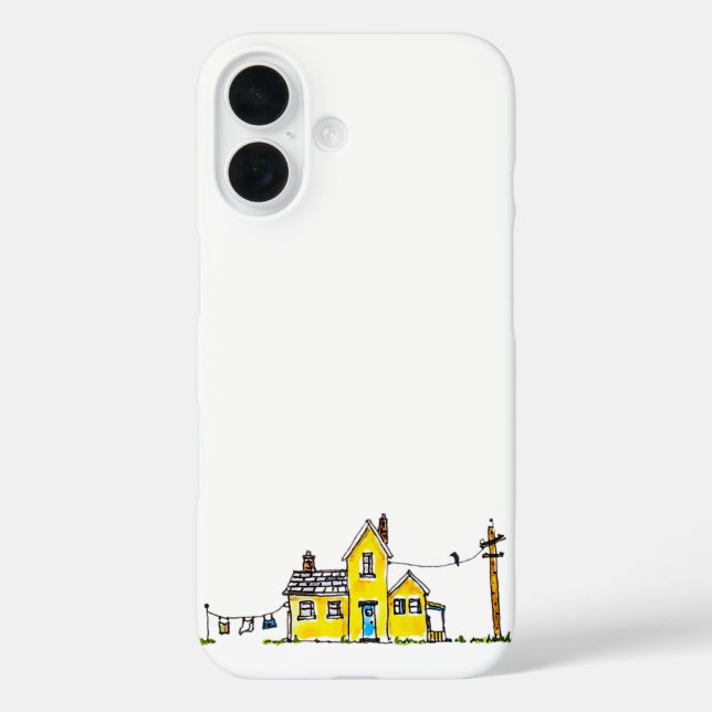 Gelbes Haus mit Wäsche iPhone 16 Hülle (Rückseite)