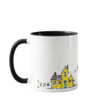 Gelbes Haus mit Wäsche