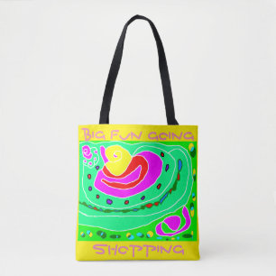 Gelbes, hellgrünes und rotes, wirbelndes Design Tasche