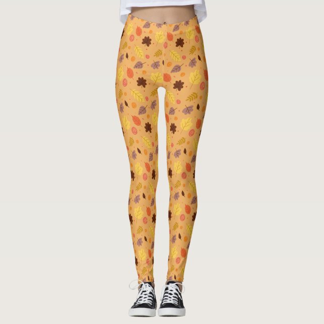 Gelbes Herbstblatt Leggings drucken - Stilvoll (Vorderseite)