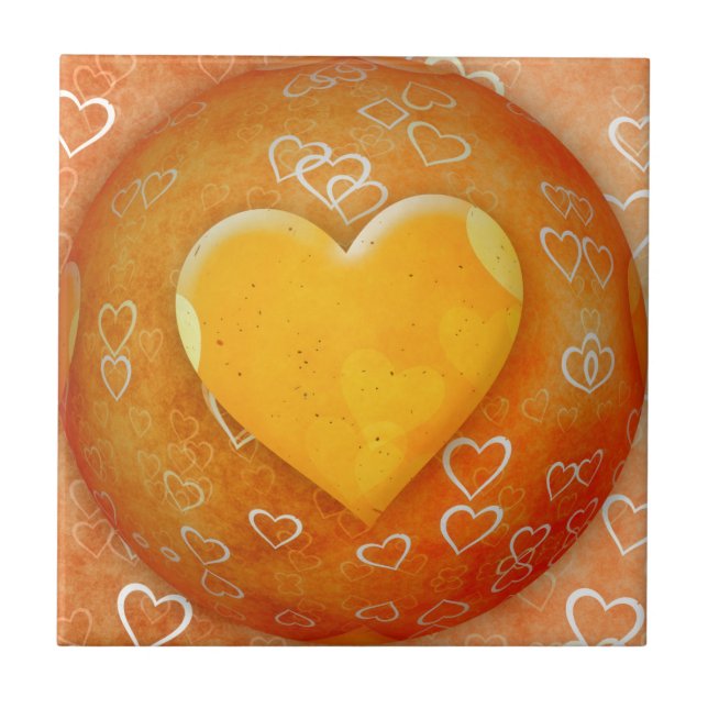 Gelbes Herz Fliese (Vorderseite)