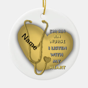 Gelbes Herz RN Eingetragene Krankenschwester Keramik Ornament