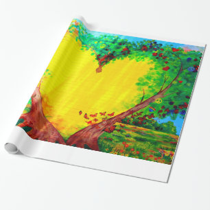 gelbes Herz-Wandpapier Geschenkpapier
