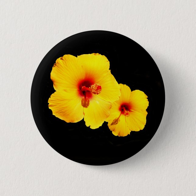 Gelbes Hibiskus Abzeichen Button (Vorderseite)