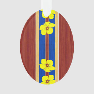 Gelbes Hibiskus-Fake-Holz-Surfbrett Ornament