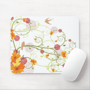 Gelbes Hibiskus-Wirbels-und Schwalben-elegantes Mousepad