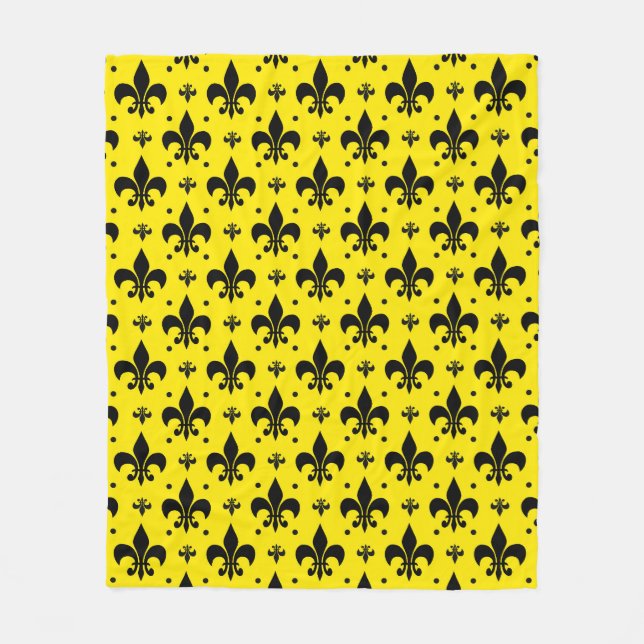 Gelbes Hintergrund Fleur-de-lis-Muster Fleecedecke (Vorderseite)