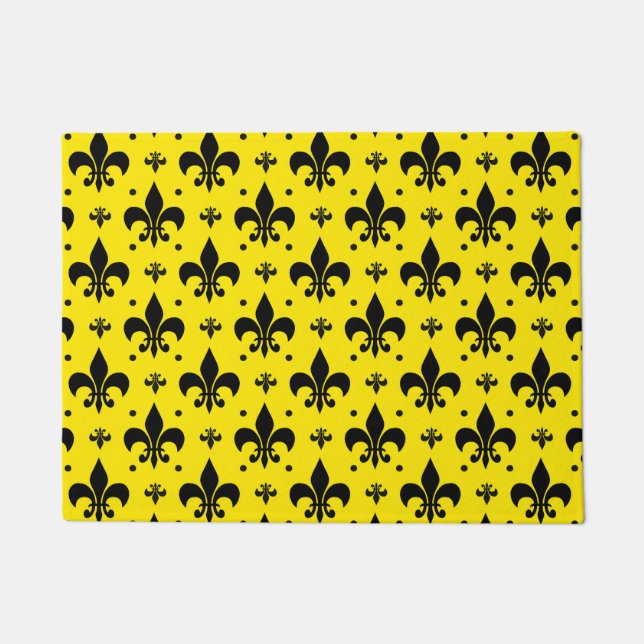 Gelbes Hintergrund Fleur-de-lis-Muster Fußmatte (Vorderseite)