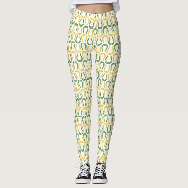Gelbes Horseshousmuster (grün und goldgelb) Leggings (Vorderseite)