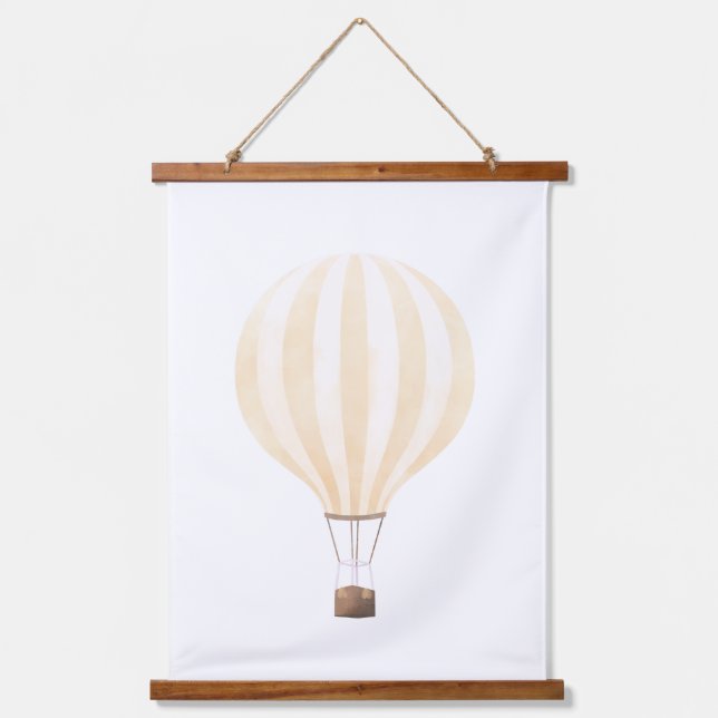 Gelbes Hot Air Ballon Kinderzimmer-Dekor Wandteppich Mit Holzrahmen (Vorderseite)