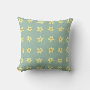 Gelbes Jasmine-Blume-Muster Hellgrünes Kissen