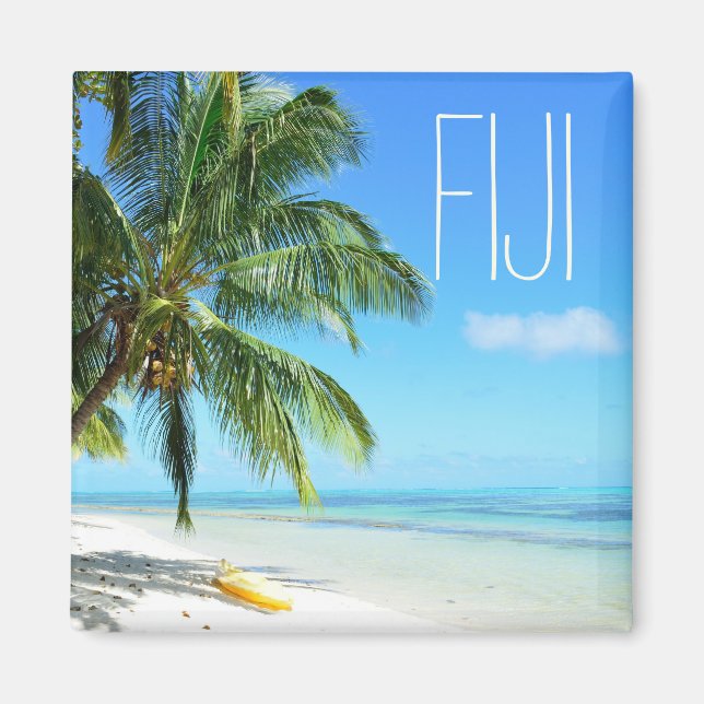 Gelbes Kajak auf einem Textrahmen am Fiji-Platz Magnet (Vorne)