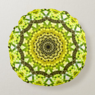 Gelbes Kaleidoskopisches Rundkissen Rundes Kissen