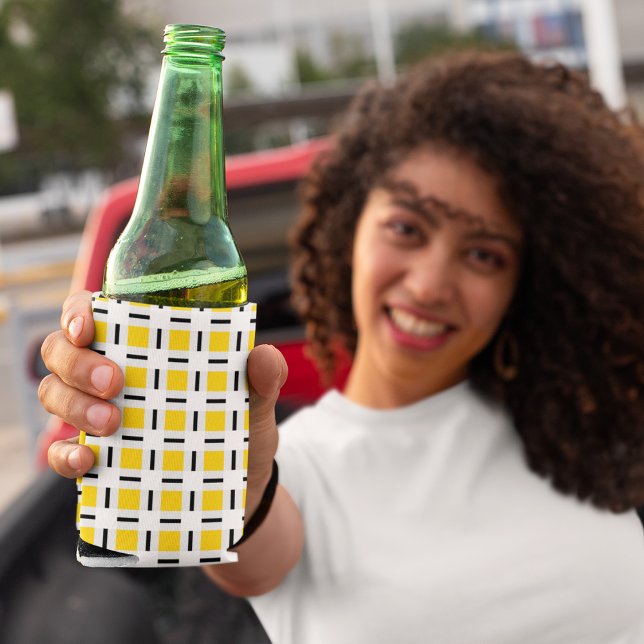 Gelbes Kariertes Muster Dosenkühler (can cooler)