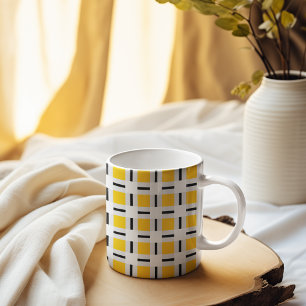 Gelbes Kariertes Muster Kaffeetasse