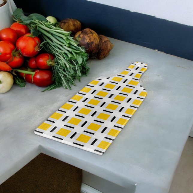 Gelbes Kariertes Muster Schneidebrett (Chopping Board)