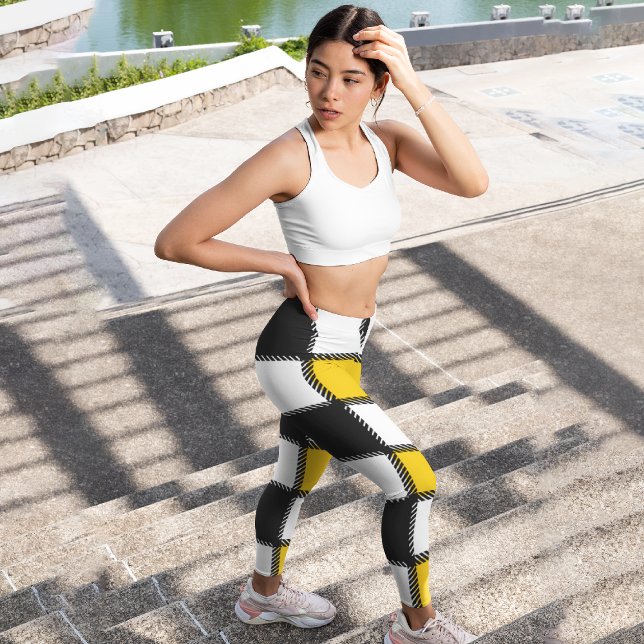 Gelbes Kariertes Quadrat Capri Leggings (Von Creator hochgeladen)