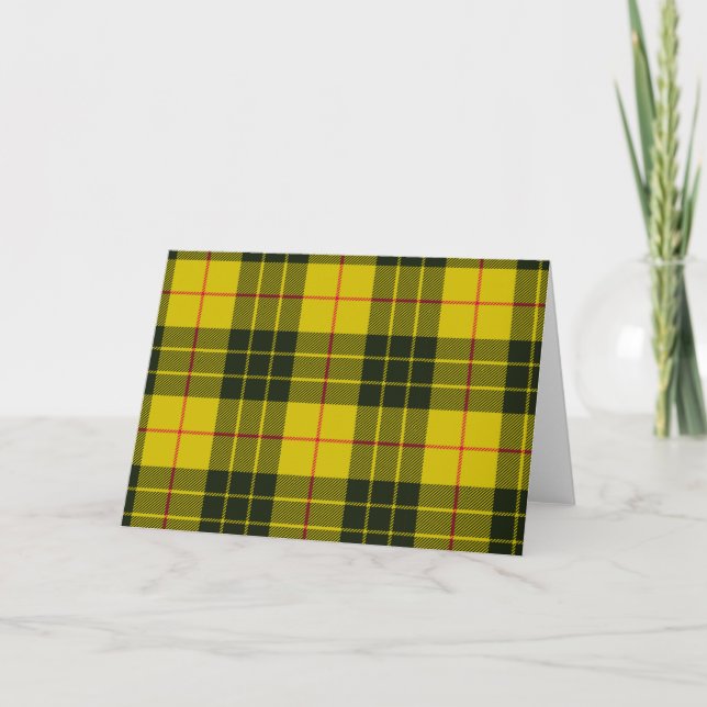 Gelbes Kariertes Tartan Dankeskarte (Vorderseite)