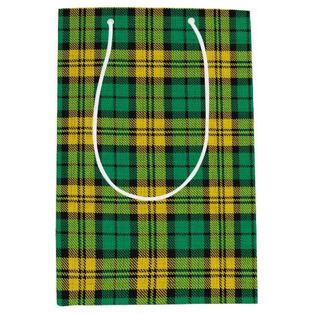 Gelbes, Kariertes Tartan-Muster Mittlere Geschenktüte (Vorderseite)