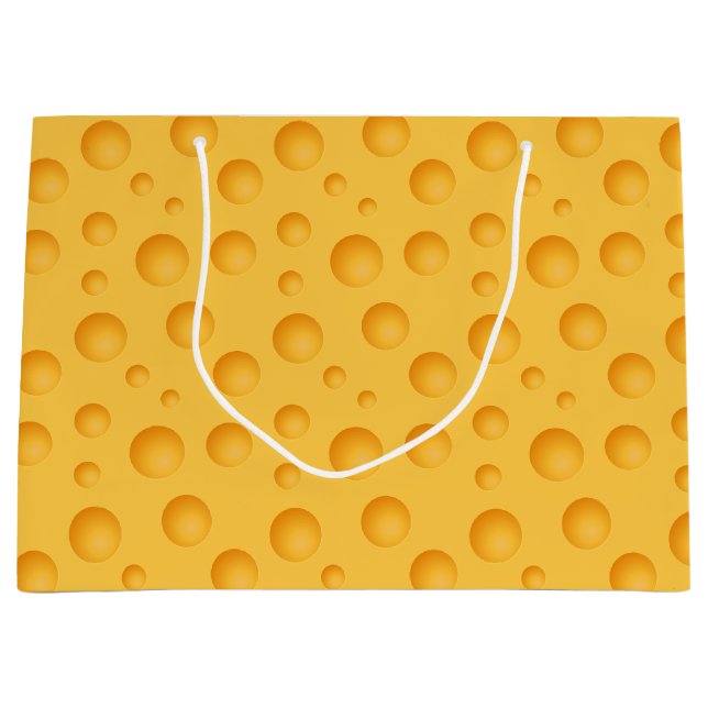Gelbes Käse-Muster Große Geschenktüte (Vorderseite)