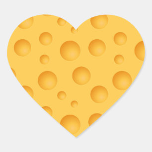 Gelbes Käse-Muster Herz-Aufkleber