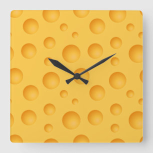 Gelbes Käse-Muster Quadratische Wanduhr