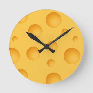 Gelbes Käse-Muster Runde Wanduhr