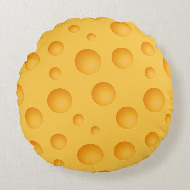 Gelbes Käse-Muster Rundes Kissen (Vorderseite)