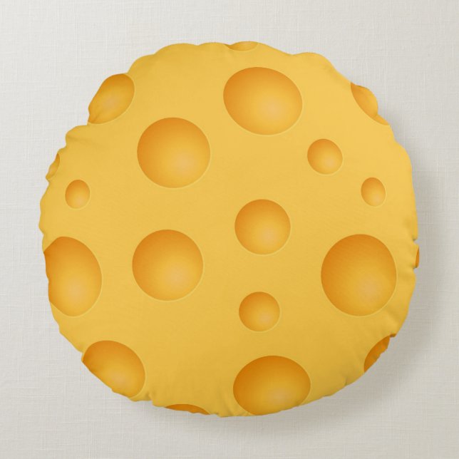 Gelbes Käse-Muster Rundes Kissen (Vorderseite)