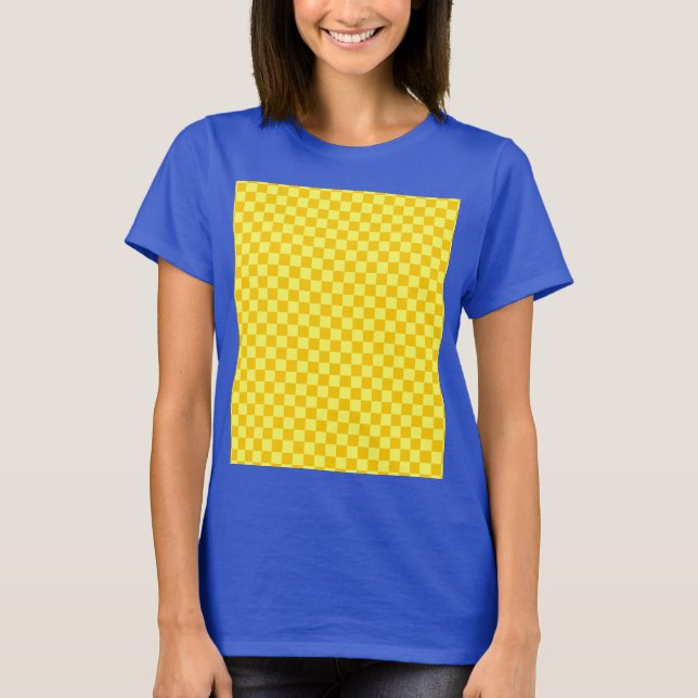 Gelbes Kombinations-Klassiker-Schachbrett T-Shirt (Vorderseite)