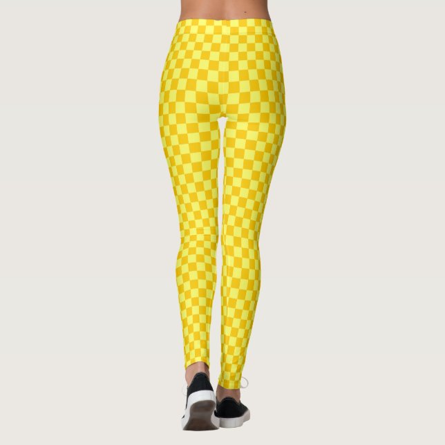Gelbes Kombinations-Schachbrett durch Shirley Leggings (Rückseite)