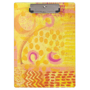 Gelbes Korallen-Abstrakt-Malerei-Clipboard Klemmbrett