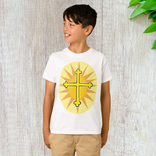 Gelbes Kreuz Bottony Sonnenstrahl Christlicher Gla T-Shirt