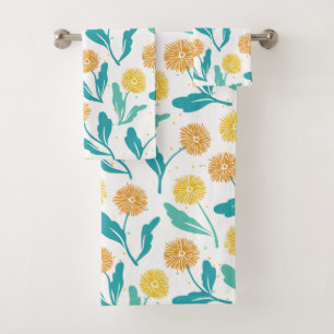 Gelbes Kronleuchter Blumenmuster - naturlich Inspi Badhandtuch Set