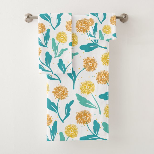 Gelbes Kronleuchter Blumenmuster - naturlich Inspi Badhandtuch Set (Insitu)