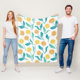 Gelbes Kronleuchter Blumenmuster - naturlich Inspi Fleecedecke