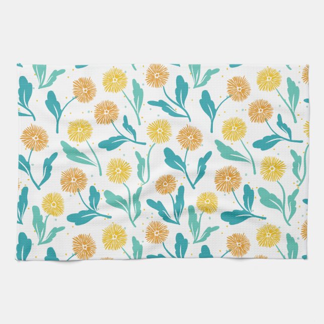 Gelbes Kronleuchter Blumenmuster - naturlich Inspi Geschirrtuch (Horizontal)