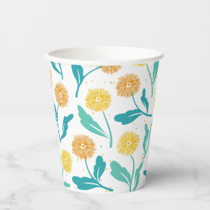 Gelbes Kronleuchter Blumenmuster - naturlich Inspi Pappbecher