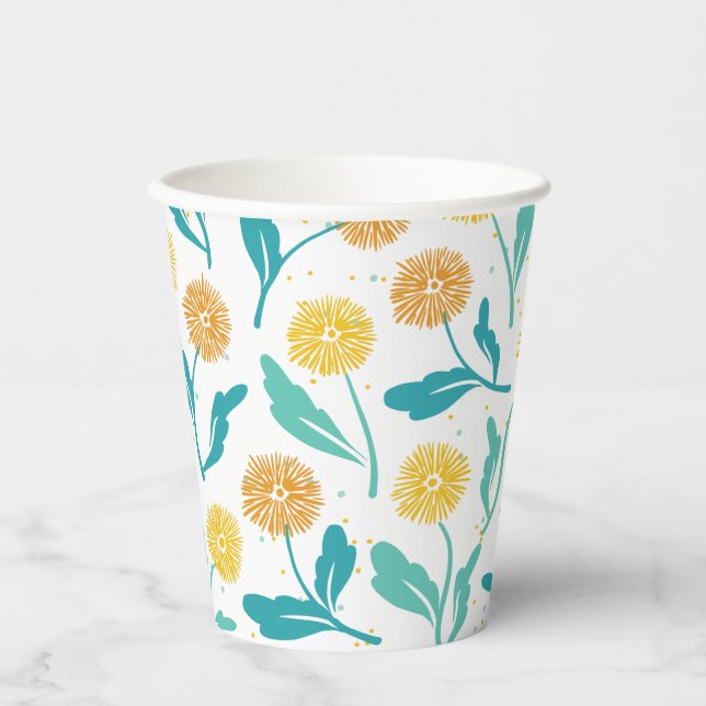 Gelbes Kronleuchter Blumenmuster - naturlich Inspi Pappbecher (Vorderseite)