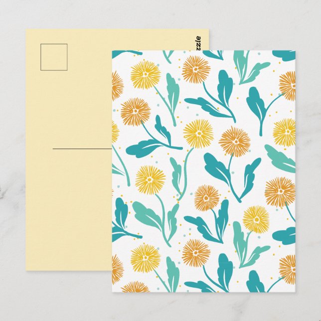 Gelbes Kronleuchter Blumenmuster - naturlich Inspi Postkarte (Vorne/Hinten)
