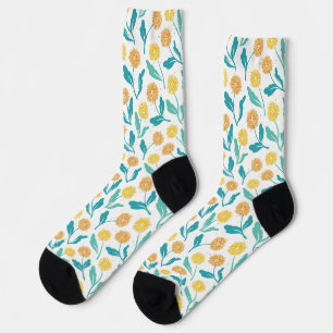 Gelbes Kronleuchter Blumenmuster - naturlich Inspi Socken